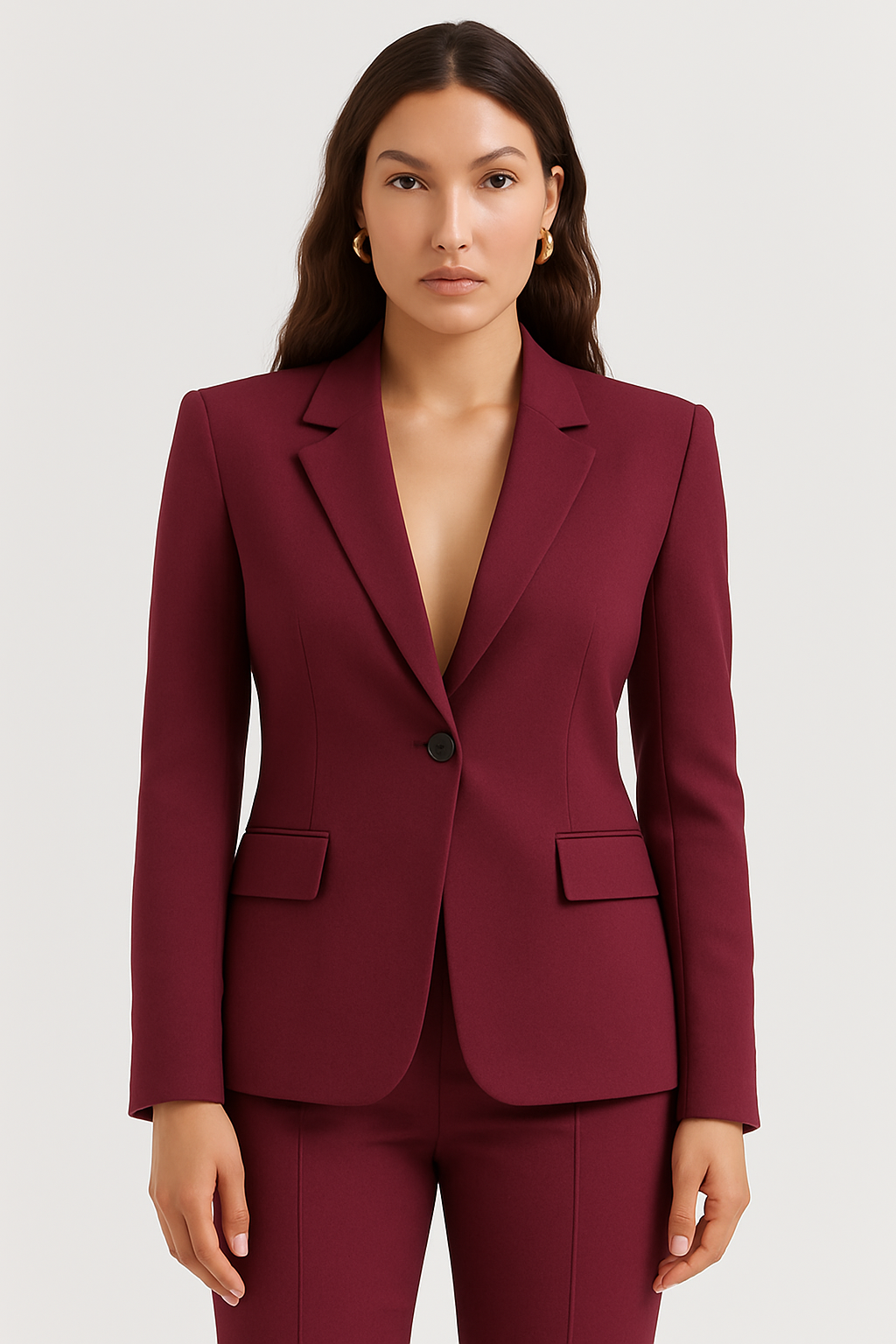 Chic Wine Red Blazer for Women – Stylish Slim Fit