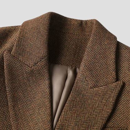 Chic Tweed Blazer Coat for Women - Double-Breasted with Belted Design