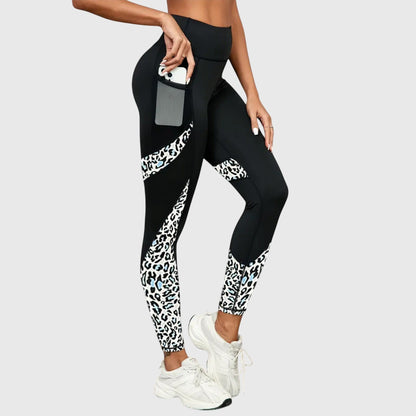 Stylish High-Waisted Leopard Print Workout Trousers