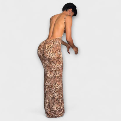 Della Leopard Print Maxi Dress for Chic Events