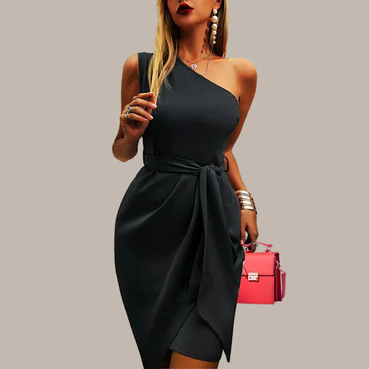 Chic One Shoulder Midi Dress for Elegant Evenings