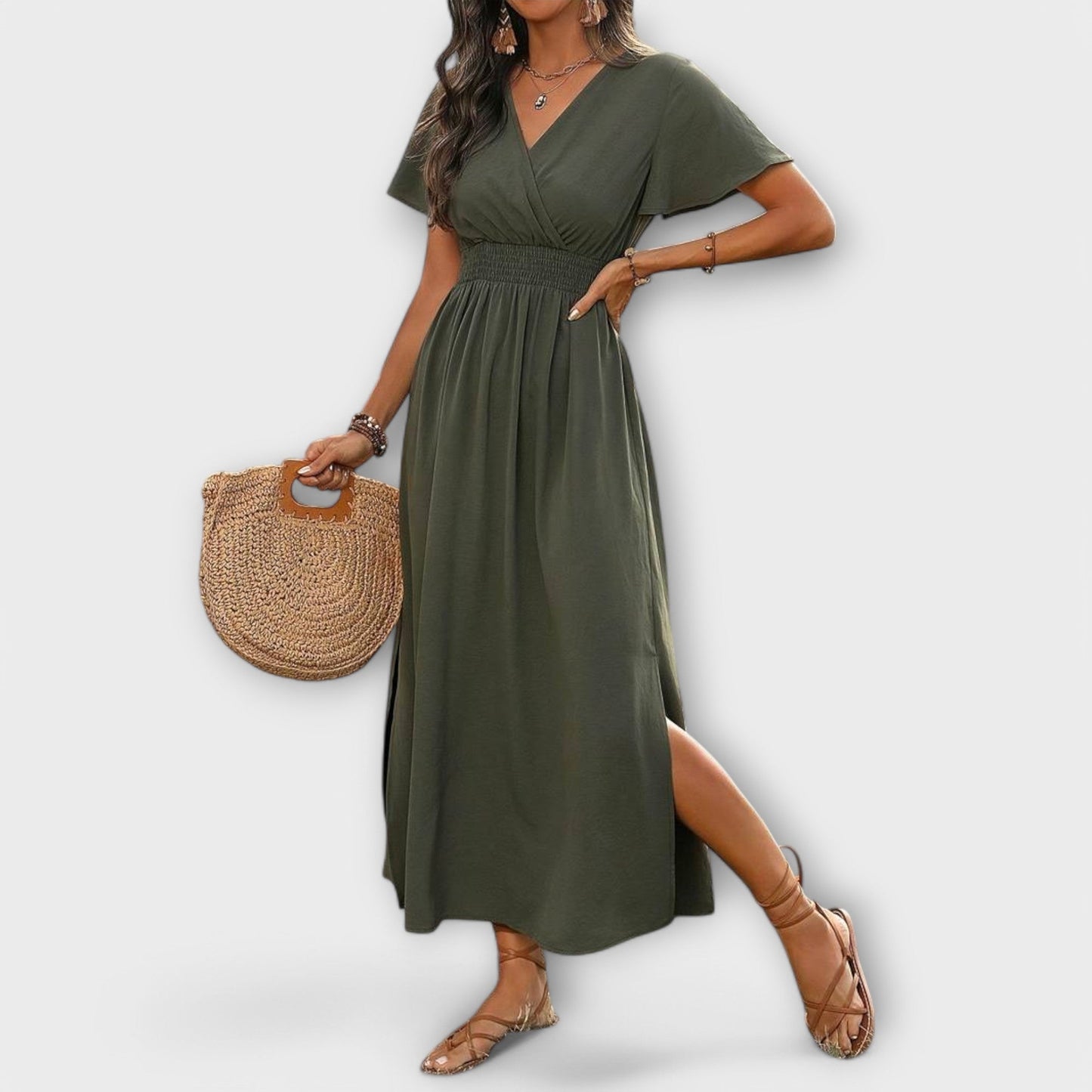 Heather - Boho V-Neck Long Sleeve Dress for Every Occasion