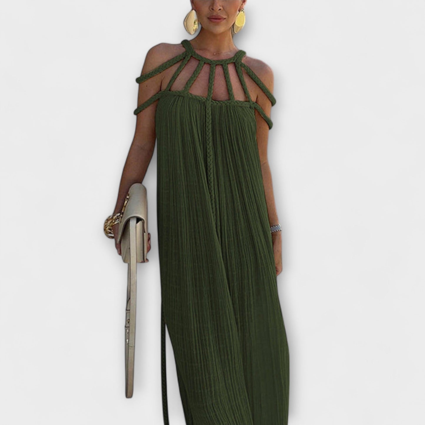 Briar - Linen Blend Maxi Dress with Draped Straps for Any Occasion