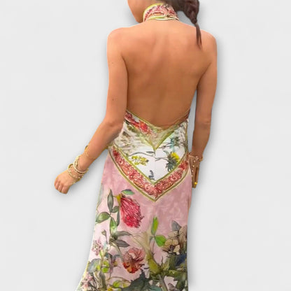 Floral Sleeveless Open Back Maxi Dress for Summer Events