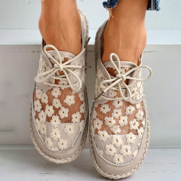 Eva - Stylish Embroidered Lace Footwear for Special Occasions